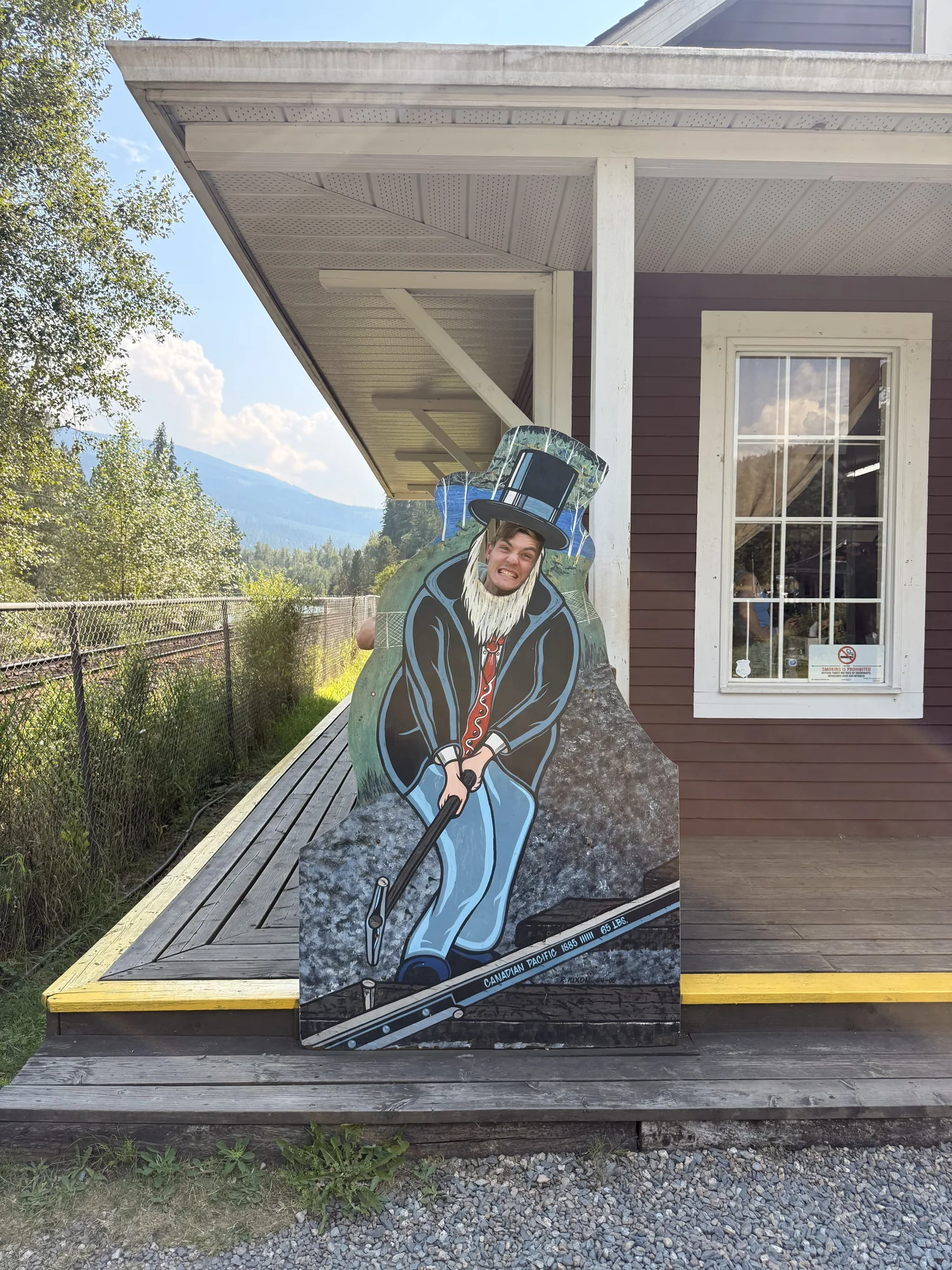 The Last Spike monument building at Craigellachie, BC