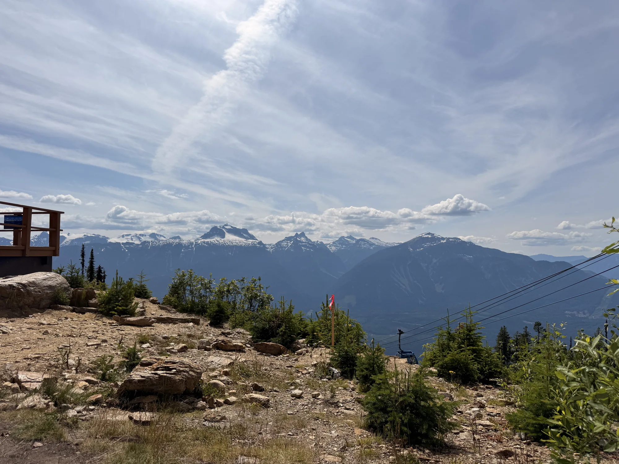 The mountain range and Columbia valley seen from the top of the Revelstoke gondola