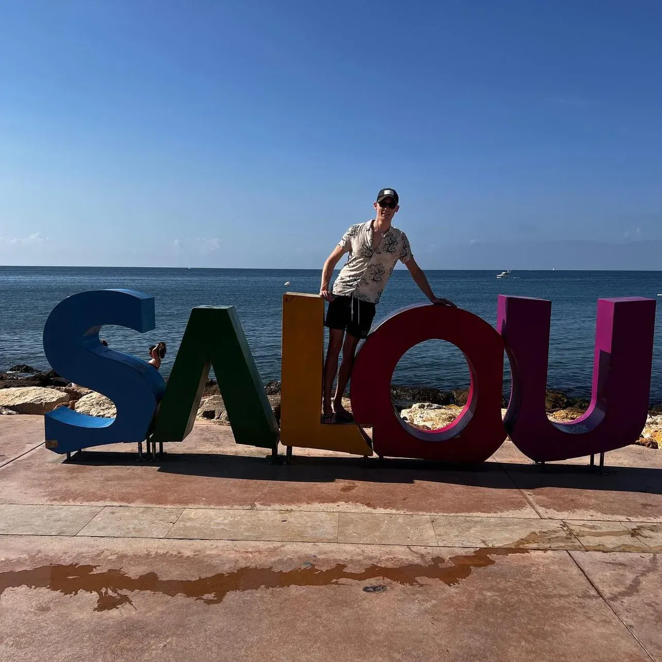 Salou seaside sign on the promenade in Spain